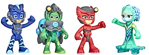 PJ Masks Juego de figuras de acci n Underwater Heroes Dive Time Mission, 4 figuras de PJ Masks incluye figuras de acci n Gekko, Owlette, Catboy y Octobella