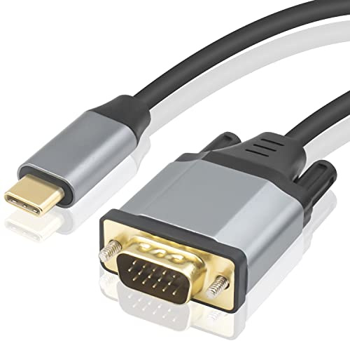 Duttek USB-C to VGA Cable 1.8m, USB Type C to VGA Cable, USB C Male to VGA Male Adapter Cable Support 1080P HD with Gold Plated Connector Compatible for Mobile Phones, Monitor, Projector, Computer.