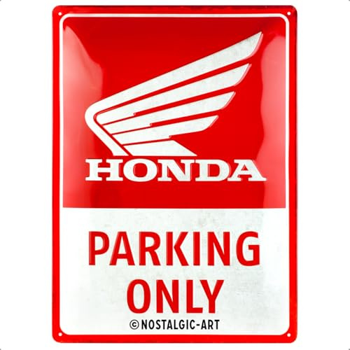 Nostalgic-Art Targhe Vintage, Honda MC – Parking Only – Idea regalo per amanti di motociclisti, in metallo, Design retrò per decorazione, 30 x 40 cm