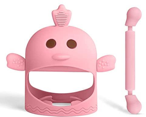 Vicloon Anneau de Dentition Silicone,Jouet de Dentition Pour Bébé Ensemble Anneaux de Dentition Doux Sans BPA,Stimuler Croissance Des Gencives et Dents,pour Garçons et Filles Rose