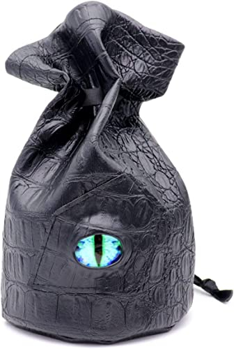 Haxtec Dragon Würfeltasche Dungeons und Drachen Geschenk Kordelzug Leder DND Würfelbeutel Aufbewahrungstasche für D&D Würfel, Münzen und Zubehör (Blue Eye-L)