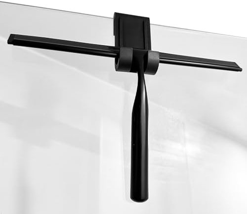 Ghazpmuk Shower Squeegee, Window Squeegee, Duschabzieher Silikon mit Haken Schwarz, Fensterabzieher Professional, Duschwand Abzieher, 25.5cm Silicone, für Showers, Bathrooms, Mirrors, Glass, Tiles