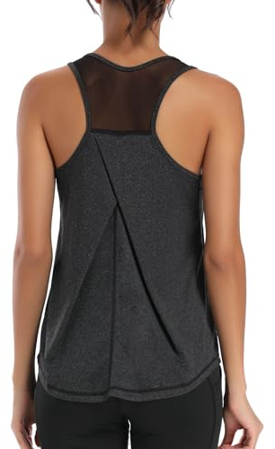 Dawnrole Palestra Donna Gym Top Senza Maniche in Rete Yoga Corsa Camicie Atletiche