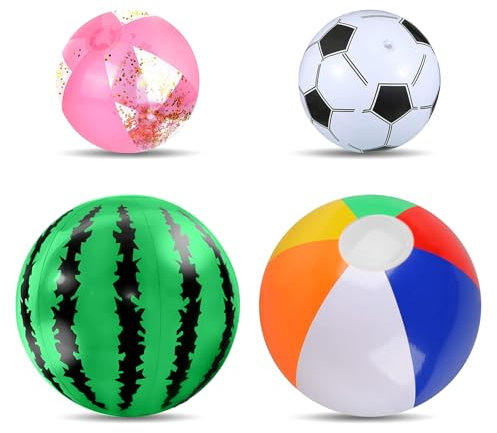 VZXZXE Lot de 4 ballons de plage gonflables - Petits ballons d'eau gonflables - Jouet d'eau pour enfants - Pour piscine, ballon de plage