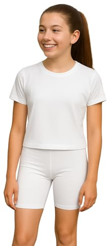 Girls Premium Activewear Gymnastics Sports Cycling Shorts White 1-2 Year