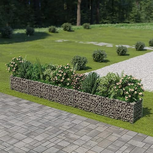 Grghtfu Pflanzkorb Steinkorb Gabionen-Hochbeet Verzinkter Stahl 450×50×50 cm