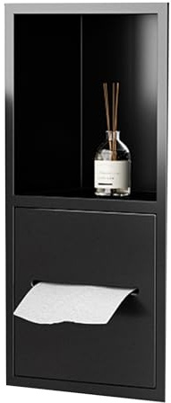 - Nicho de baño de acero inoxidable con estantes empotrados, nicho para ducha, inodoro, soporte para papel higiénico, no requiere nicho de pared con azulejos, apto para baños públicos (color