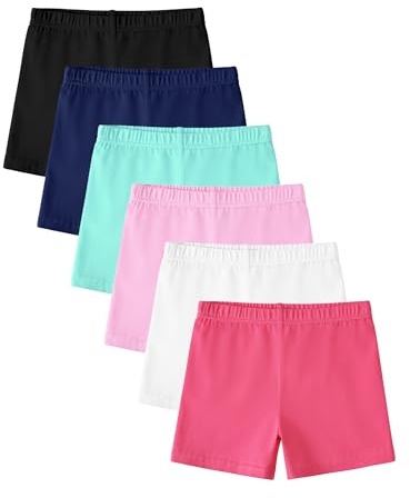 Witwot 6 Pack Baby Girls Bike Shorts Toddler Girl Cotton Dance Short Pants for Kids Solid Athletic Summer Cloth Black/Navy/Green/Pink/White/Melon Red 18-24M