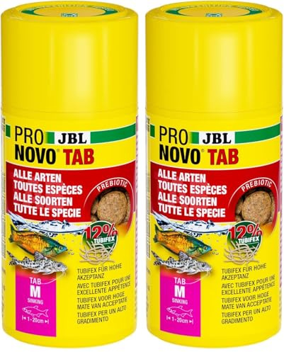 JBL PRONOVO Tab, Aliment pour Tous Poissons d'Aquarium de 1-20 cm, Comprimés Alimentaires pour Poissons, Taille M, 100 ML (Lot de 2)