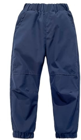 Exemaba Kids Water-Resistant Trousers for Boys Girls Outdoor Windproof Cargo Joggers Pants for Spring, Summer, Camping, Travelling (Navy,160/11-12y)