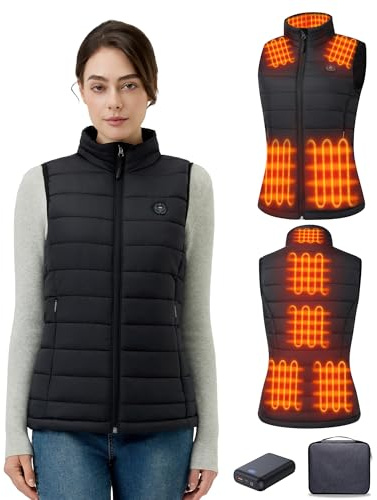 GOTOBI Womens Heated Vest with 16000 mAh Battery Pack Included, Ergonomics Heating System, Smart Temp Control, Lightweight Heated Vest Women,Black,M
