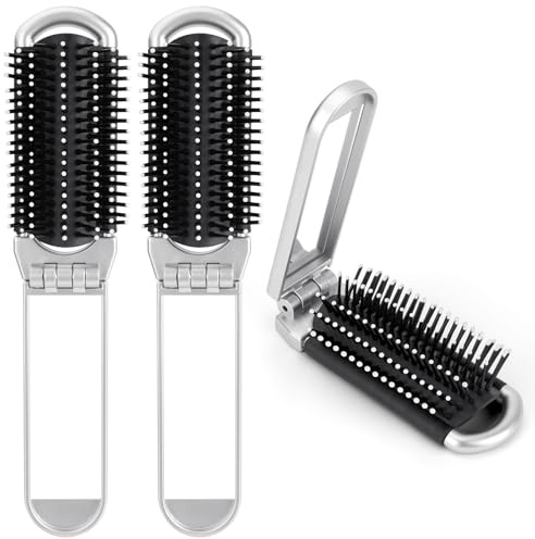 OSDUE Brosse à Cheveux de Voyage, 2pcs, avec Miroir Pliable, pour Femme