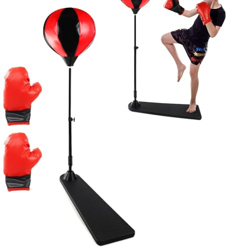 Sac de Boxe pour - Sac Ballon De Frappe avec Gants - Set De Balles De Boxe D'Intérieur - pour Maison Soulagement du Stress Salle De Sport Exercice D'Intérieur Entraînement Bureau
