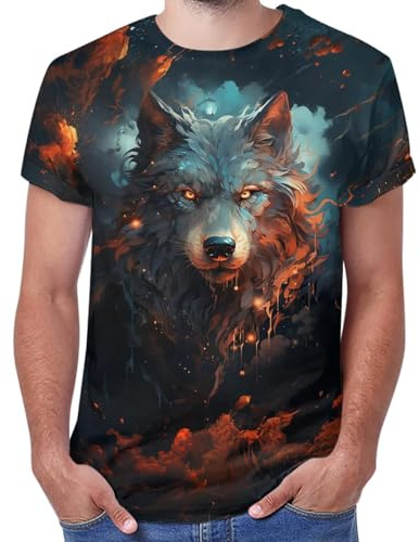 T-shirt pour homme T-shirt de course amusant avec imprimé loup animal de sport décontracté manches courtes coupe ajustée course à pied gym entraînement impression 3D Indien Tribal décontracté T-shirt