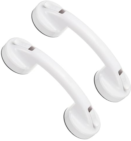 sourcing map 2Pcs Grab Bars for Bathtubs and Showers, 8.3 Anti-Slip Suction Grab Bars No Drilling Removable Mirror Glass Door and Window Cabinet Handles for Seniors Bathroom Safety, White