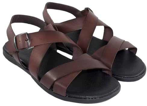 Sevillas Sandalias Piel Hombre Modelo 138 Sandalia de Cuero con Hebilla Ajustable y Plantilla Anatómica, Suela Ligera Antideslizante