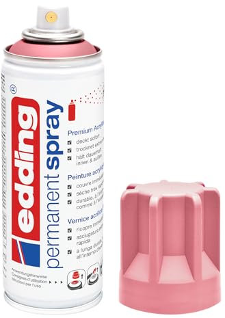 edding 5200 Permanent Spray - edel mauve matt - 200 ml - Acryllack zum Lackieren und Dekorieren von Glas, Metall, Holz, Keramik, Kunststoff, Leinwand - Lackspray, Acrylspray, Farbspray