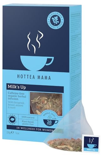 HOTTEA MAMA | Milk’s Up | Breastfeeding & Lactation Support Tea | Organic Fenugreek & Fennel | Caffeine-Free | Herbal Tea | 14 Whole Leaf Biodegradable Bags - Makes 28 Cups
