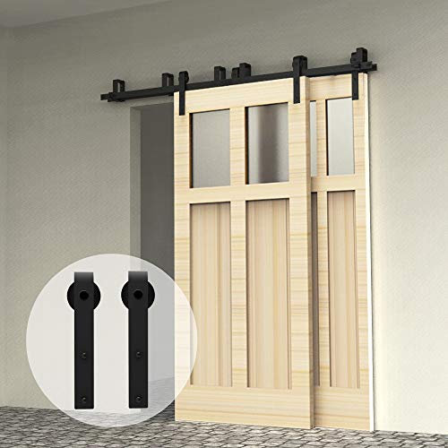 9.6FT/292cm Schiebetürbeschlag Set, Laufschienen für Schiebetüren Hängeschiene Schiebetürsystem Laufschiene Tür Hardware Bypass Kit, Sliding Door Hardware Bypass 2 Doors