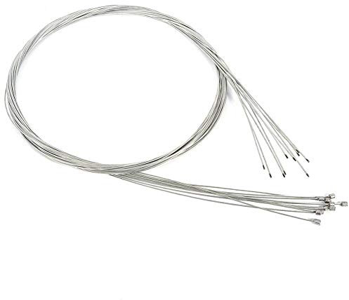 VGEBY 10Pcs Derailleur Cables, Radfahren Inner Shift Cable Road Schaltdraht für Mountain Road City Bike, Silber, Stahl + Verzinkung, 2m, 10 Stück, Schaltzüge