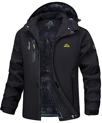 MAGCOMSEN Snowboardjacke Herren Softshell Winterjacke Winddicht Funktionsjacke Winter Wasserdicht Skijacke Atmungsaktiv Winterparka mit Innenfleece Schwarz 2XL