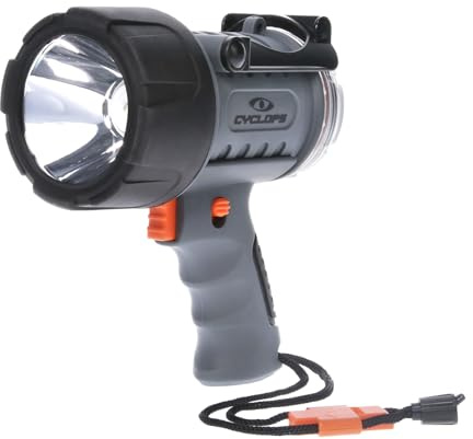 Cyclops Waterproof LED Spotlight | 700 Lumens Tough ABS Floatable 3 Lighting Modes Rechargeable LED Handheld Flashlight| Emergency Whistle on Lanyard Included