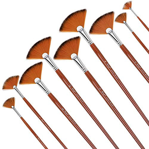 ISIYINER Malen Pinsel Set Künstler Pinsel Nylon Fächerpinsel-Set für Kunst Acryl Aquarell Ölgemälde 9 Stück