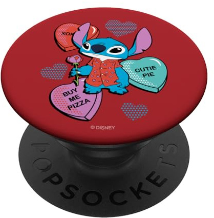 Disney Stitch Funny Candy Hearts Valentine's Day PopSockets PopGrip Interchangeable