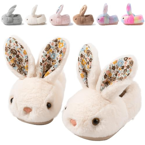 Nasogetch Chaussons Enfant Garçon Fille Hiver Pantoufles Antidérapants Bébé Peluche Lapin Mignon Chaud Chaussures