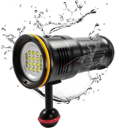 Tauchen Taschenlampe Tauchvideolampe 6000 Lumen Scuba Violet Red White Lampe Unterwasser-LED-Taschenlampe Unterwasser-Taschenlampe Kameralicht 110 Grad Weitwinkel 100 m Tauchtiefe