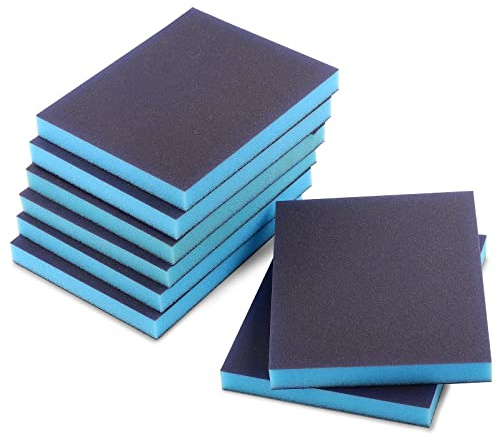 8Pcs 220 Grit Sanding Sponge, Jamiikury Sanding Blocks Washable and Reusable, Wet Dry Sandpaper Sponge for Wood Metal FurniturePaint and Drywall