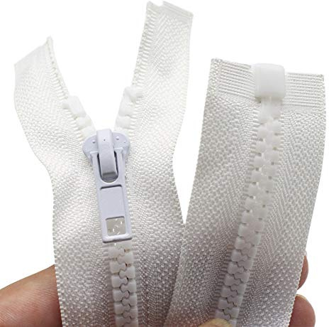 YaHoGa 2 pezzi 122 cm cerniera plastica 5 mm divisibile chiusura lampo per giacche bianche