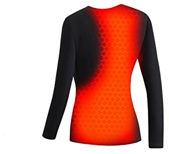 2025 New Electric Heated Thermal Tops for Women USB Charging Heated Body Warmer Underwear Warm Base Layer Heated T-Shirts Sweatshirt Ladies Thermal Tops Heated Clothing for Running Hiking Black