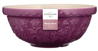 Mason Cash IN THE MEADOW Steingut Rührschüssel groß 2,7L, Ø 26 cm, mit Blumenmotiv, spülmaschinenfeste, splitterresistente Teigschüssel für Brotteig & Kuchenteig, hochwertige große Schüssel