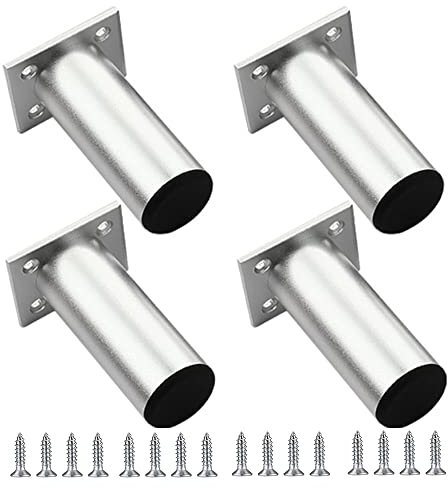 Wanfoou 4 Stück 8cm Möbelfüße aus Alulegierung,Tischbein, Füße für Möbel, Möbelfüße Verstellbar 1-15 mm, Tischbeine Möbelfuß für Tabellen,DIY Möbel, Schreibtische,Sofa, Schränke usw (Silver)