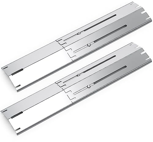 Coisien Universal Placa de Calor Piezas, 29,8 cm a 53,3 cm Accesorio de Calor de Acero Inoxidable Duradero, Adecuado para Placa Calor Barbacoa Gas en Parrilla de Gas (2 Piezas, Acero Inoxidable)