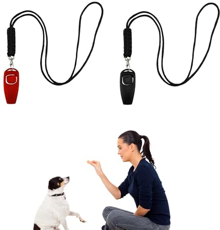 Hoonimo 2 Stück hundepfeife rückruf, hundepfeife hochfrequenz lautlos, 2 in 1 hundepfeifen mit Umhängeband, Laut und Weitreichend, Pfeife Hund rückruf, für Hundeerziehung (Schwarz und Rot)