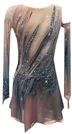 JRUIA Professionelles Eiskunstlauf Wettkampf Kleid Für Mädchen Eislaufbekleidung Für Damen Halo Färbung Handgefertigte Gymnastik Performance Kleidung Ballett Rollschuhrock,A,M