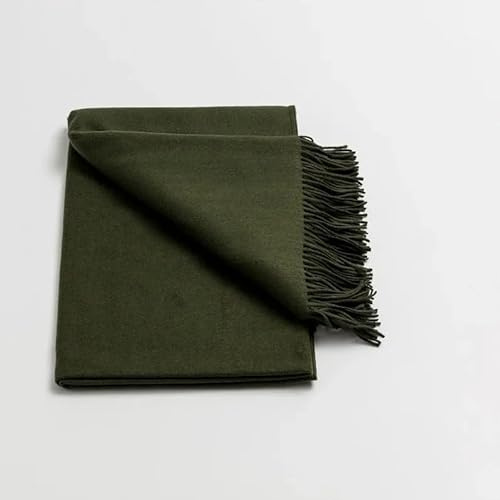 Lincove Pure Cashmere-Merino Wool Blanket - Warm & Soft Throw Blanket - 74x55 Comfortable and Cozy Throw Blankets for Couch, Sofa, or Chair - Lightweight and Classic Throws - Olive