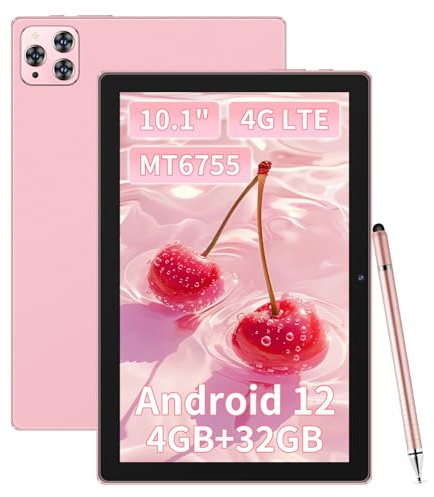 LONGEVINCE 10.1 Android 12 Tablet, 4G LTE Dual SIM, 4GB RAM 32GB ROM, Octa Core MT6755, 13MP Rückkamera + 5MP Frontkamera, 6000mAh Akku, 5 Punkt Touch, GMS Zertifiziert, Rosa