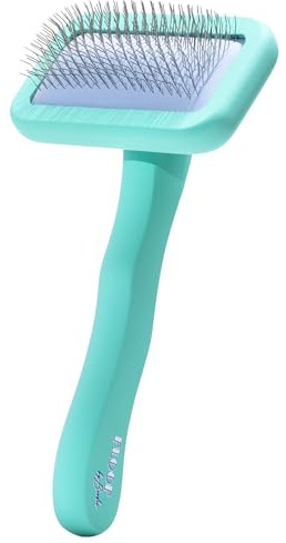 Floof by Brodie Dog Grooming Slicker Wire Brush: Designed for Long Haired Dog Breeds - Dematting and Deshedding, Comfortable and Easy to Use, Ergonomic Handle - Small (Teal, Small)