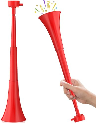 Stadium Horn, Vuvuzela Plastic Trumpet Collapsible Cheering Blow Horns Loud Sound Soccer Trumpets Noise makers for Sporting Events Football Games Carnival Fun Birthday Party Favors - 1PCS (Red)