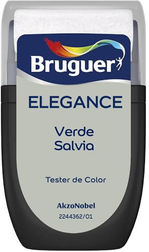 BRUGUER Elegance Pintura Monocapa Extra Mate para Paredes y Techos, Interior y Exterior protegidos, Ultra Lavable, Resistente al Desgaste y Manchas, Con conservante Antimoho, Verde Salvia 30 ml