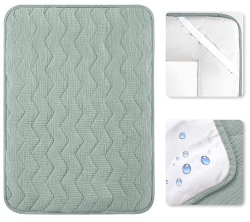 lulumoon Funda para cambiador de 50 x 70 cm para cambiador: funda de muselina impermeable para cambiador de 50 x 70 cm, para cambiador y de viaje, lavable para recién nacidos