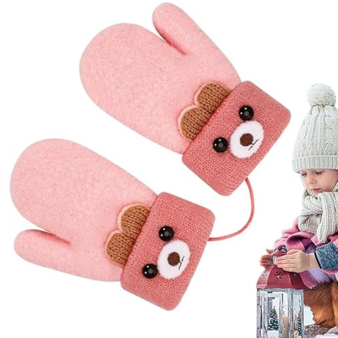 SGERUFZ 1 pz Guanti Invernali per Bambini Foderati in Pile, Guanti a Manopola con Design Cartoon, Caldi e Spessi, per Neonati 1-3 Anni, Ideali per Giocare, Correre, Sciare