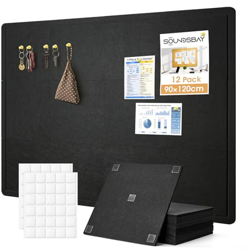 Soundsbay anslagstavla självhäftande, 120 × 90 cm stor pinvägg filtbräda memotavlor memobrädor bulletin board väggdekoration för kontor kök, foton memos