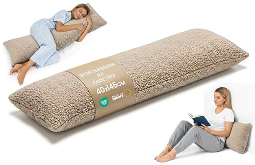 Totsy Baby Almohada Lactancia y Embarazo Bouclé 145cm – cojin Alargado para abrazar Ideal para Dormir mejo Descansar y apoyar la Postura Embarazadas y Lactancia Certificado Oeko-Tex