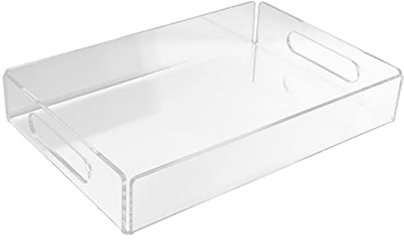 Julihai Bandeja Acrílica para Servir Queso, Bandeja Acrílica Duradera con Asas, para Desayuno para una Fácil Organización y un Servicio Conveniente, Transparente 7.9x11.8x2.0in