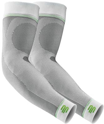 BAUERFEIND, 1 Paar Sport Kompressions-Armbandagen, Unisex, Rechts und links tragbar, Für Ball- und Ausdauersportarten, Stärkung der Muskulatur, Gr. L lang, Weiß, 29355011000033