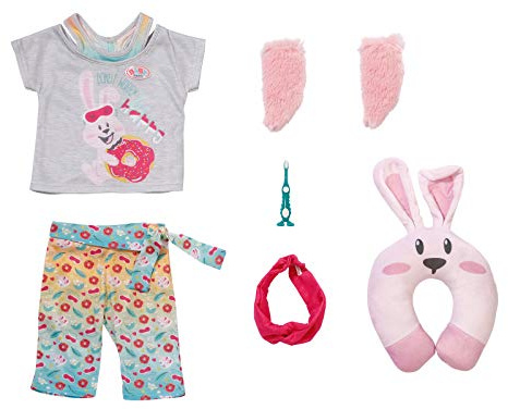BABY born 829363 Bath Deluxe Good Night Set-Fits Dolls up to 43cm-for Small Hands-Dougnut Print Pyjama-Includes Headband, Socks & Toothbrush-Ages 3 & Up